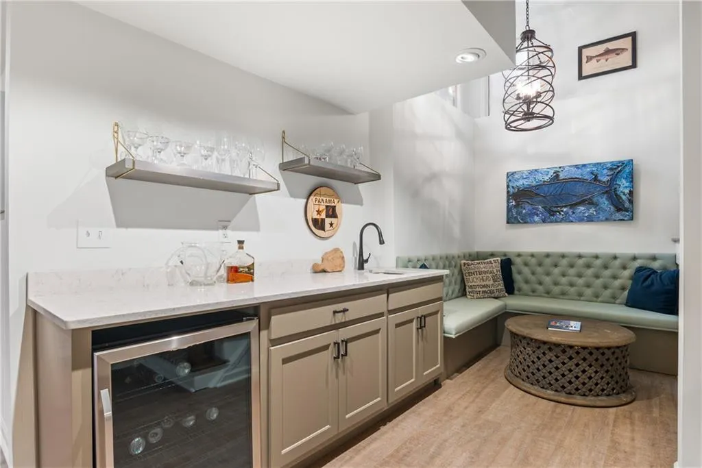 Wet Bar with Cozy Booth Seating