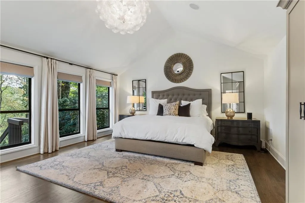 Vaulted Primary Bedroom with amazing views of the river