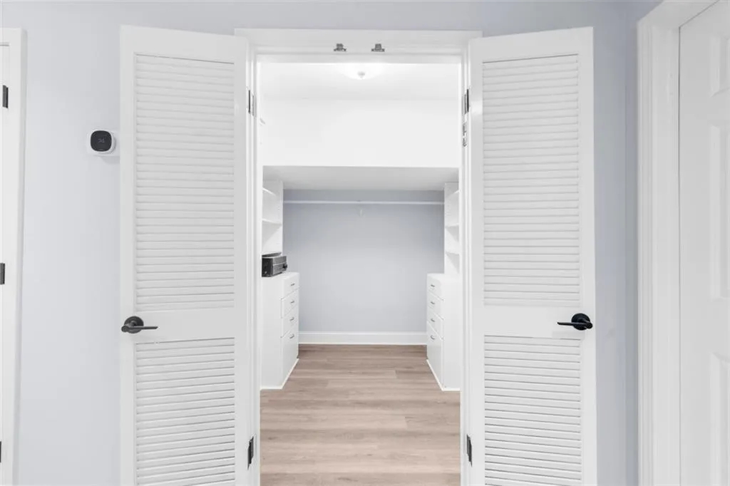 Spacious closet with light wood-type flooring