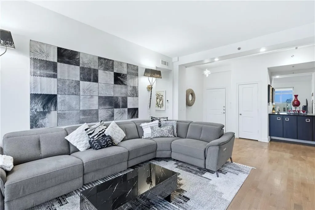 Living area featuring light wood-type flooring