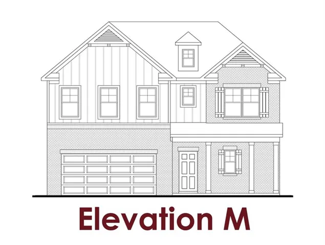 Architectural Drawing. Front elevation of the property, designated as "Elevation M"