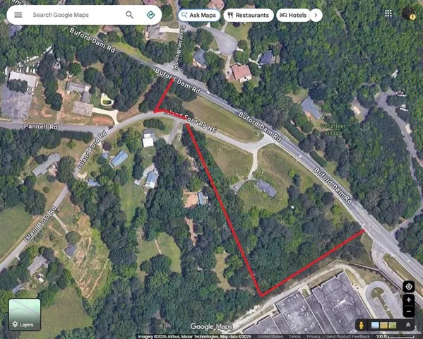 Aerial Map. Outlining the property boundaries and surrounding roads