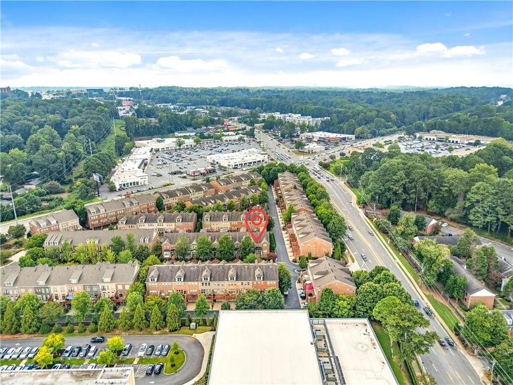 Aerial view of a tree filled landscape