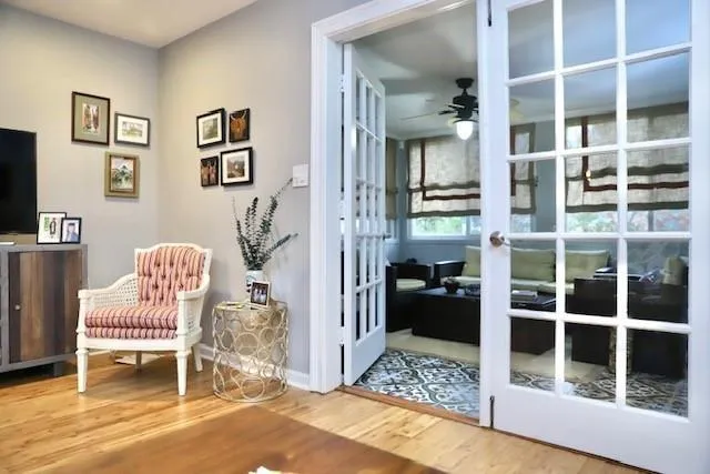 double French Doors to Sun Room