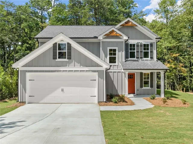 Contemporary two-story exterior with board and batten siding