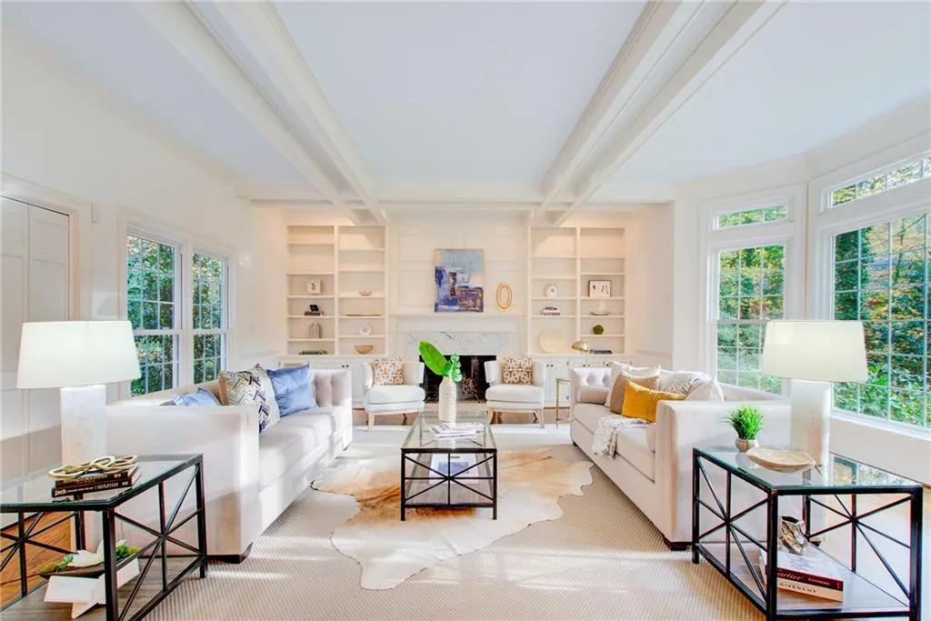 A beautiful fireside living room. Just say WOW!
