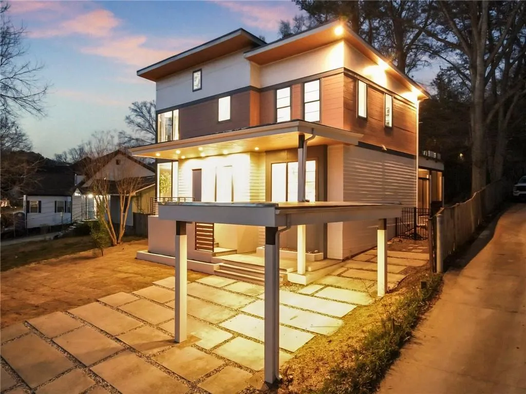 Front of house at dusk