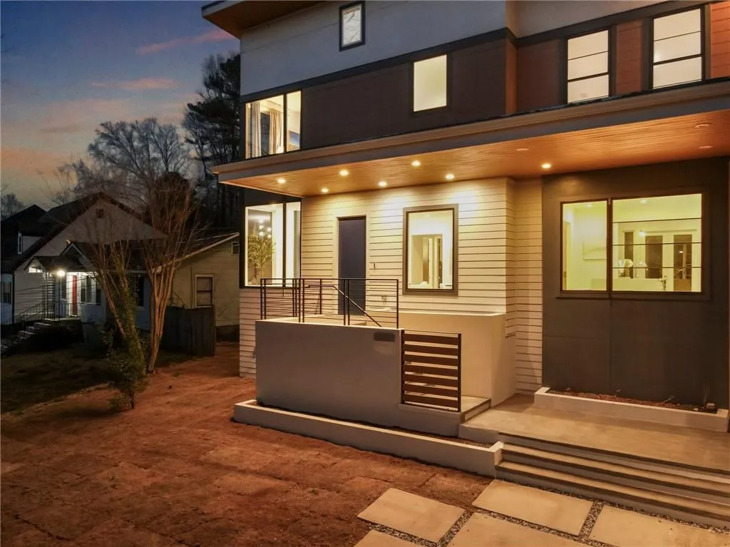 View of front of house at dusk