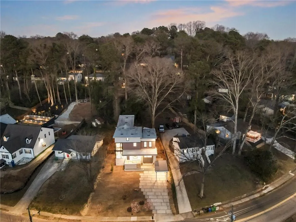 View of aerial view at dusk