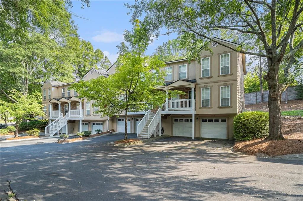 View of front of property with a garage