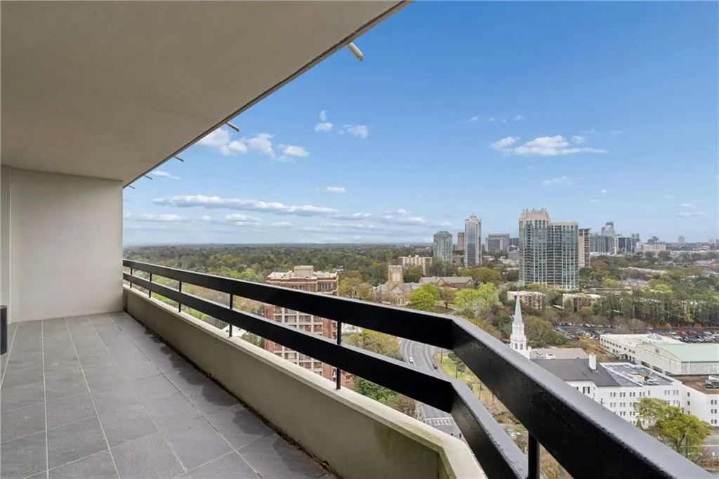 Balcony with a skyline view