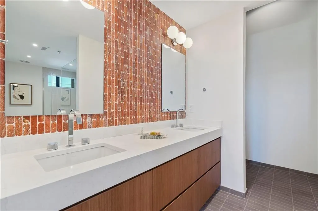 Bathroom featuring vanity and tile patterned floors