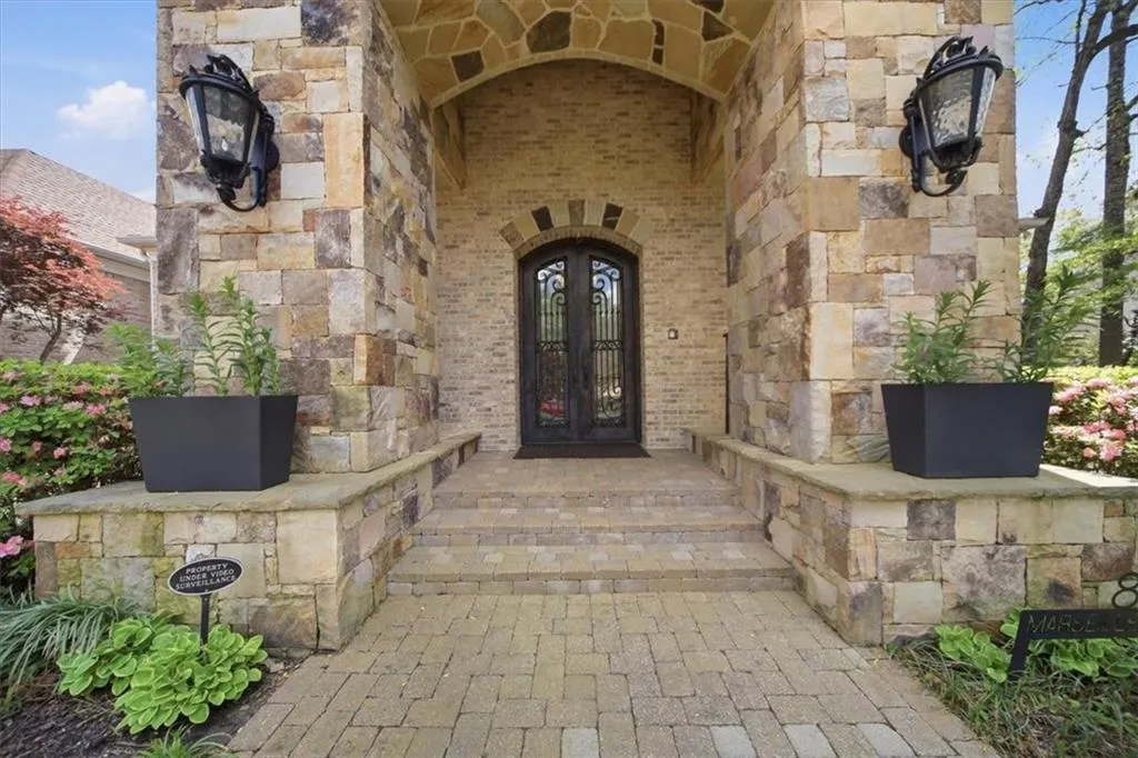 Entryway with French doors.