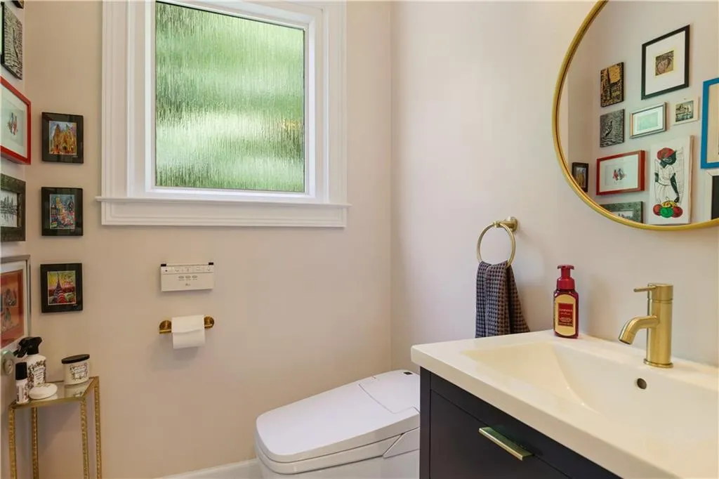 Bathroom with vanity and toilet