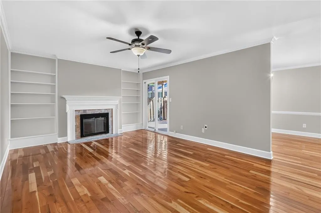Wood-finish flooring throughout