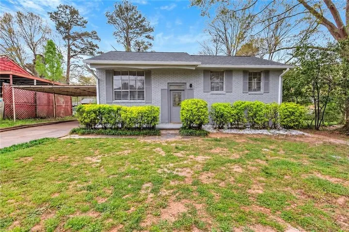 Brick exterior with gray paint finish