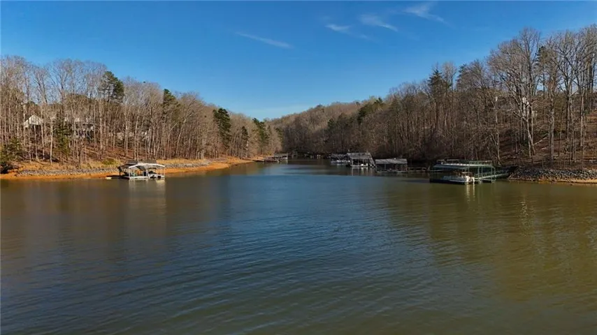 Water view featuring a heavily wooded area