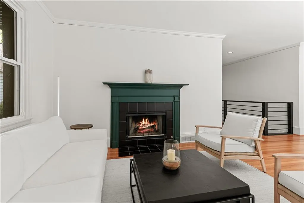 Cozy fireplace.