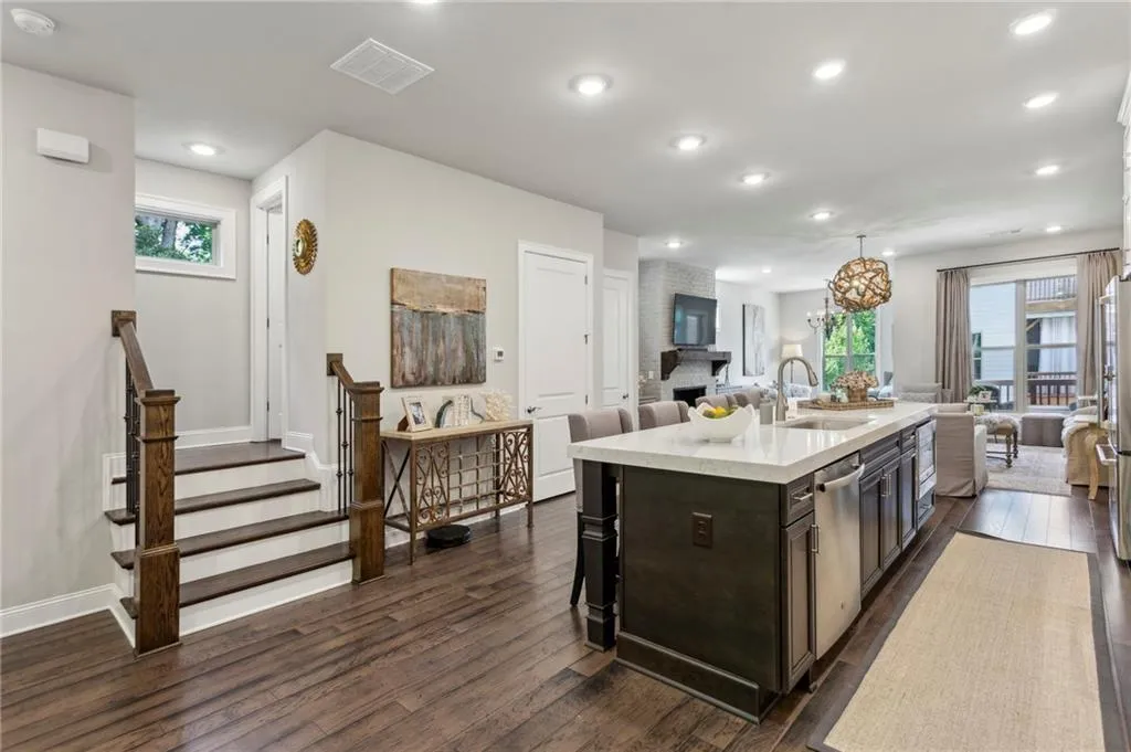 Stairs lead to upper level and the first door is for your future elevator.