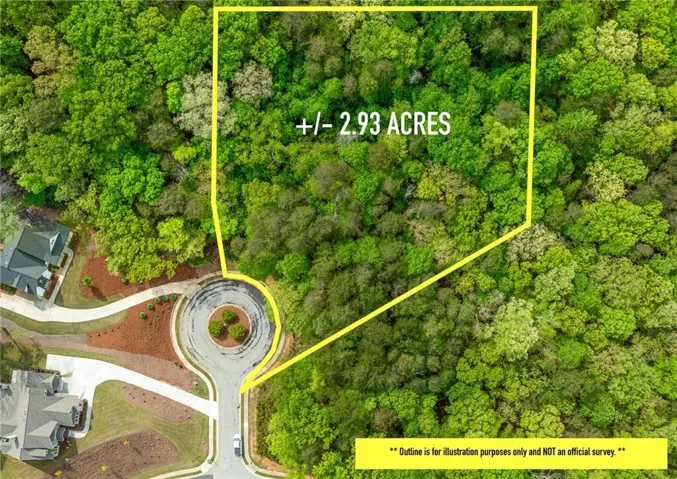 View of property location with property parcel outlined and a heavily wooded area