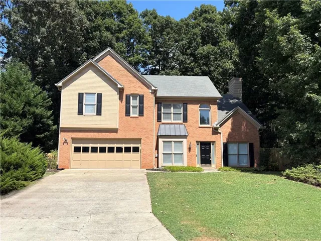 Brick exterior with gabled roof lines