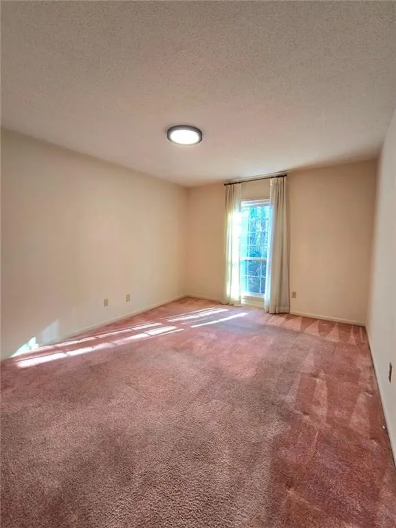 Spare room with carpet flooring and a textured ceiling