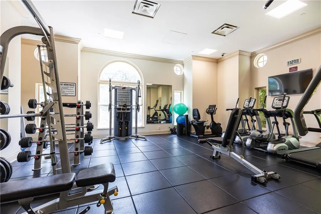 Workout area with ornamental molding