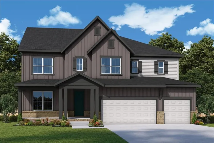 Modern farmhouse exterior featuring dark vertical siding and light horizontal siding