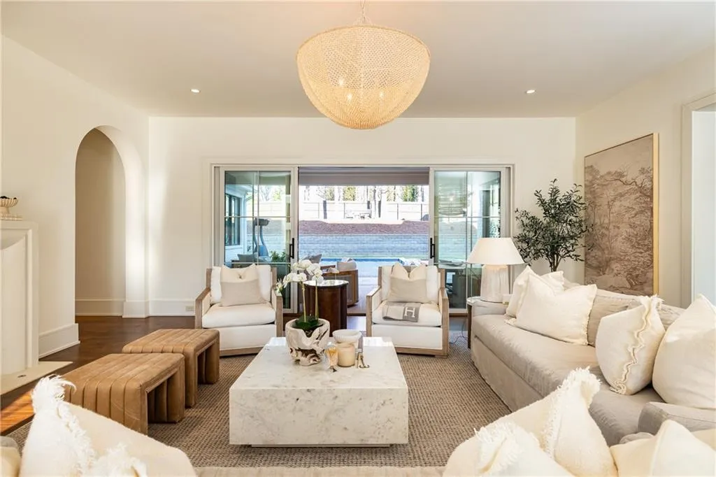 From Front door to living room and pool