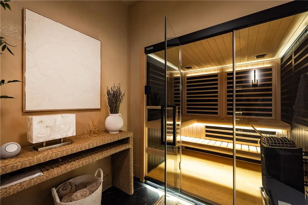 Led lit sauna
