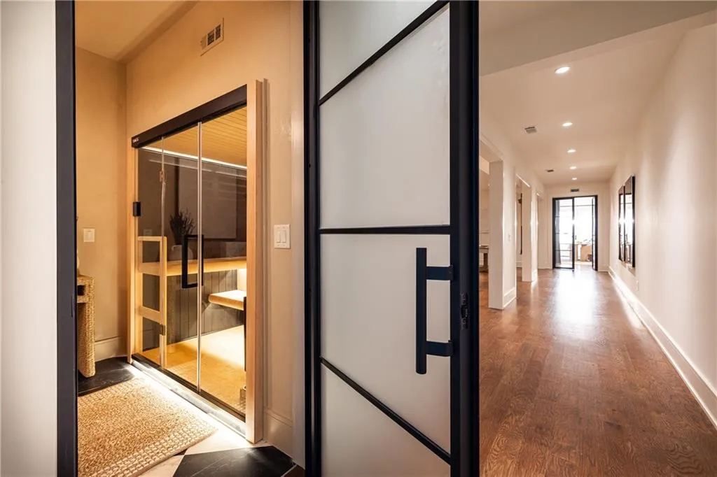 hallway from sauna to recreation area