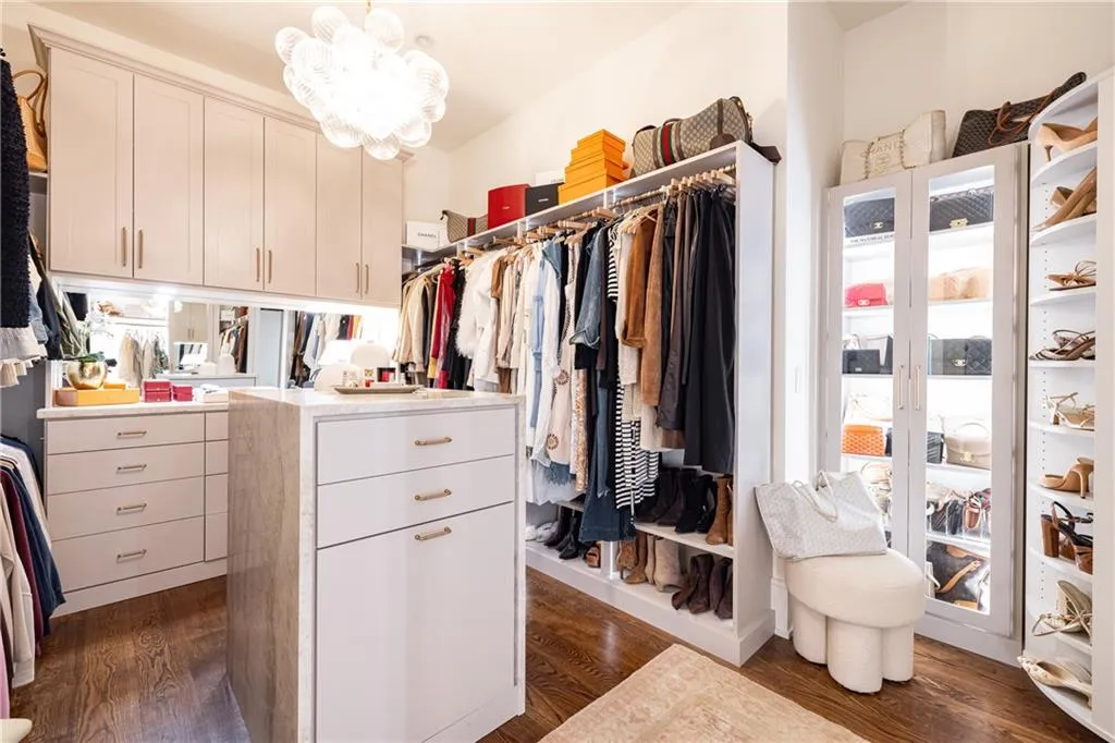 Custom built closet with packing island