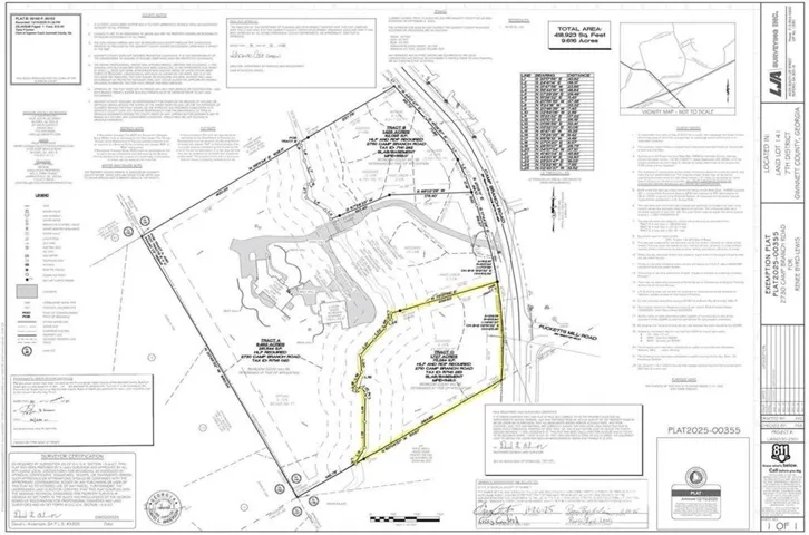 Exemption Plat. Illustrating the property boundaries, topographical features, and relevant legal descriptions