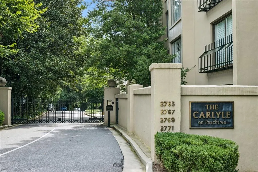 Main secure entry to Carlyle Community...each of the 4 buildings has a Peachtree Rd. address! 2765--2771