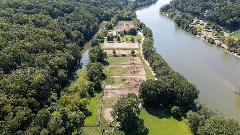 Drone / aerial view of a nearby body of water