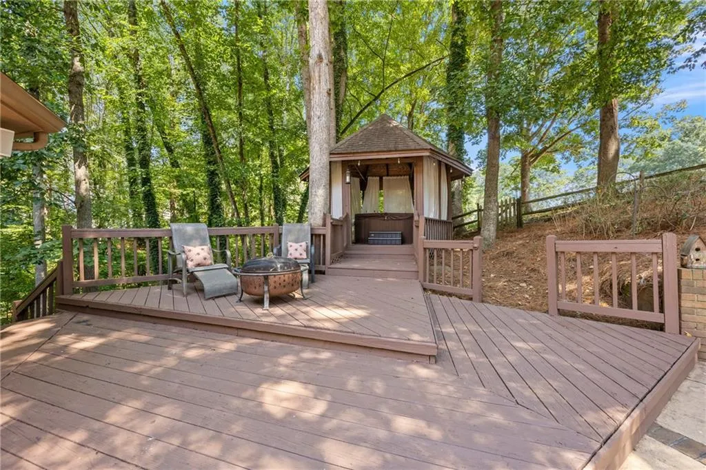 Deck with an outdoor fire pit