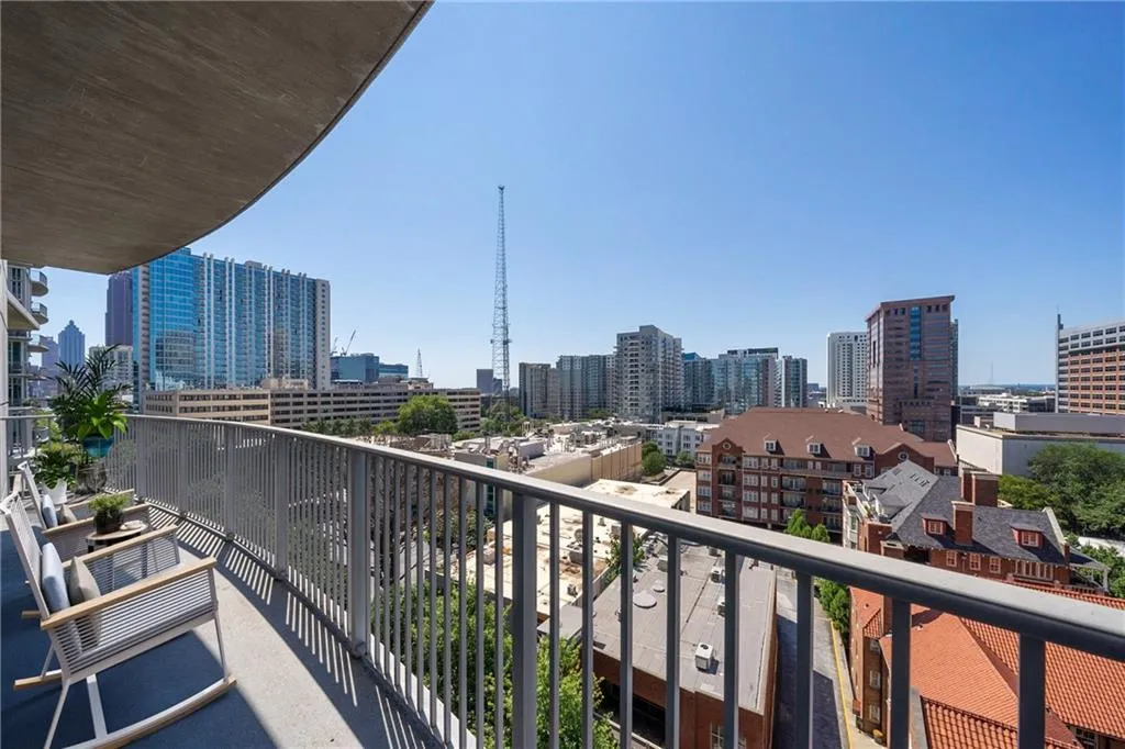 Balcony with a view of city
