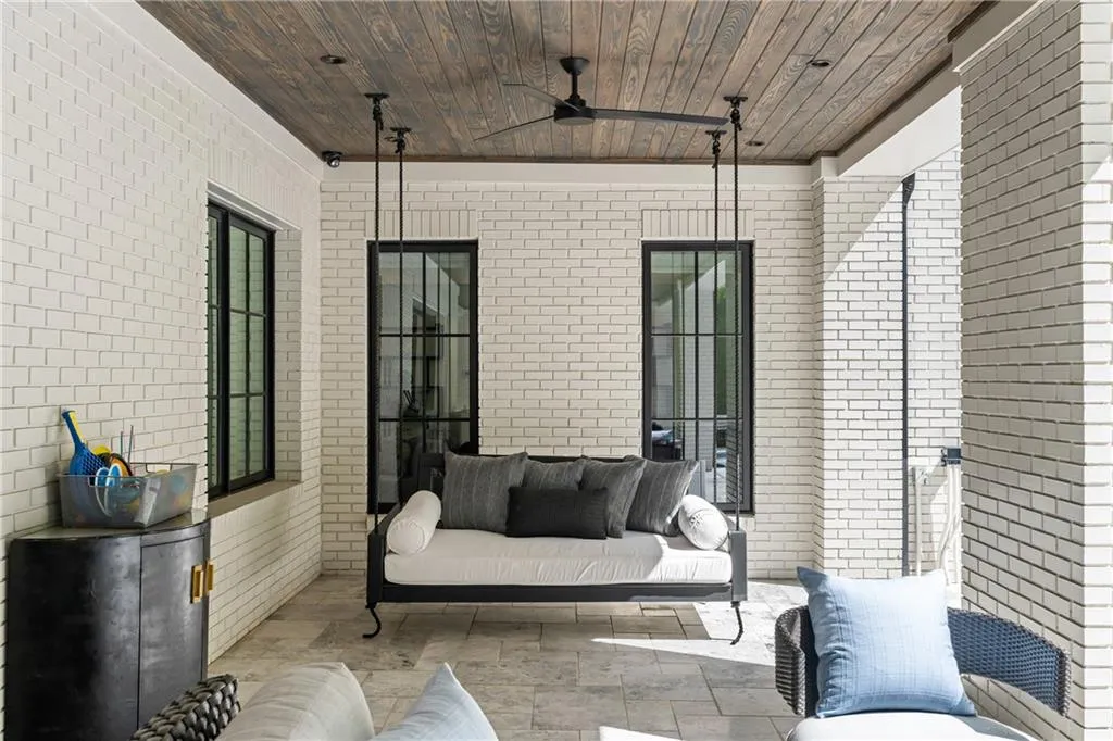 Relaxing swing on covered patio