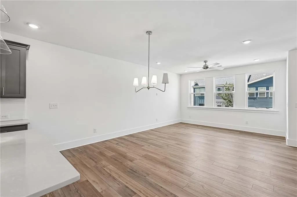 Open Floor Plan Concept with Family Room, Dining Area and Kitchen