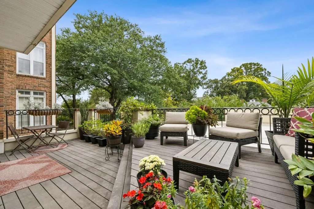Private Outdoor Terrace Oasis   an expansive two-tiered retreat with a partially covered section