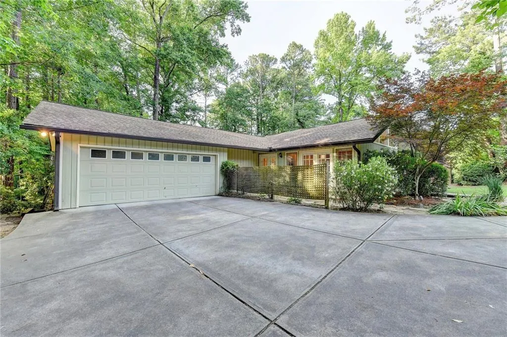 Single story home with a garage