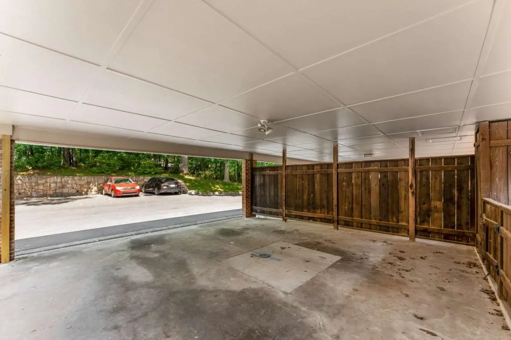 carport has built-in storage bins