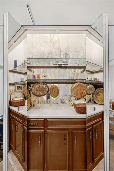 Very cool and retro wet bar in the living room. Very cool and retro wet bar in the living room.