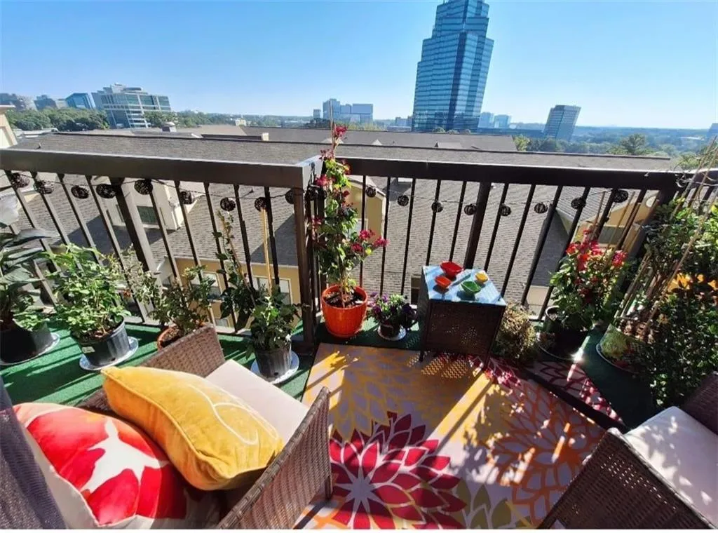 Balcony with a view of city