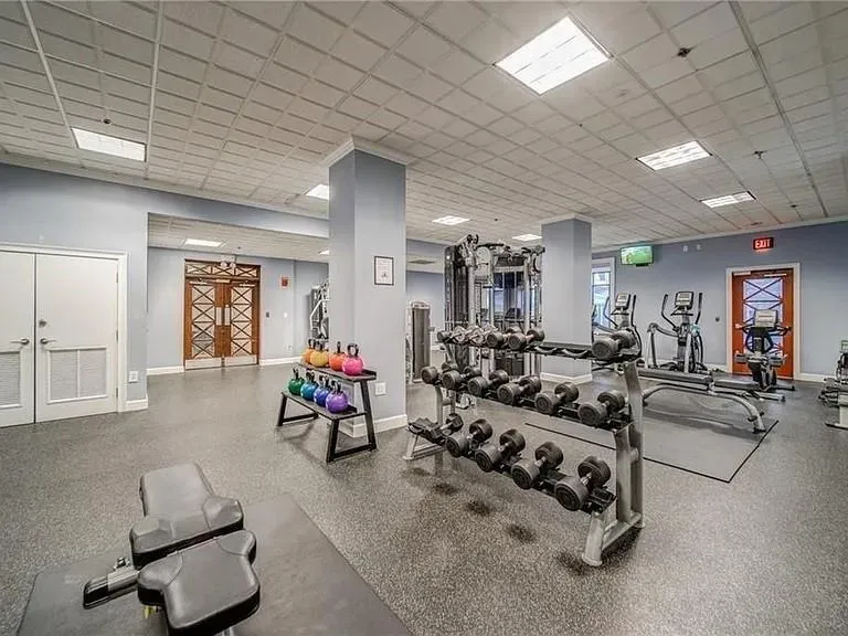 Workout area with a drop ceiling