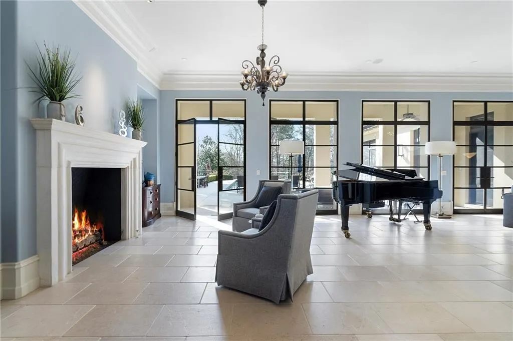 12 foot ceilings on the main level. Stone floors on the main and hardwoods upstairs.