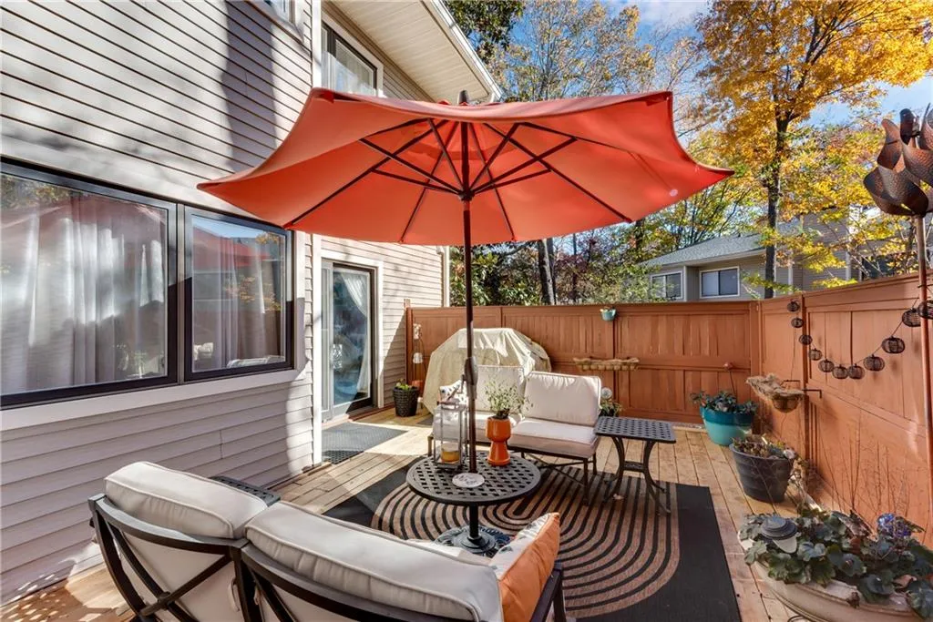 Deck with an outdoor living space