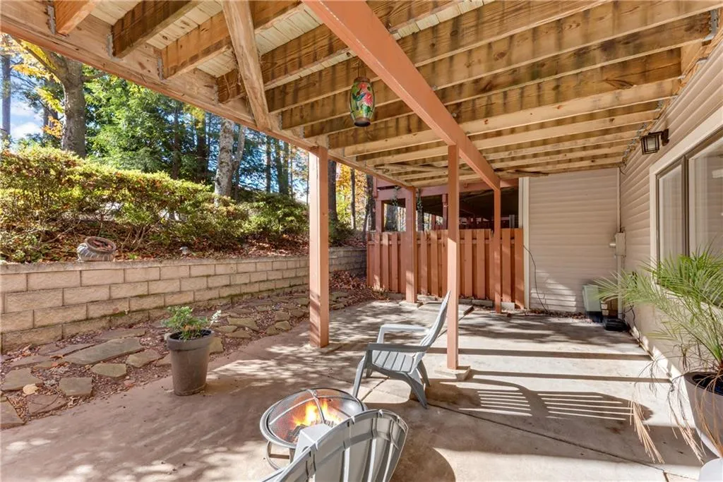 View of patio / terrace featuring a fire pit