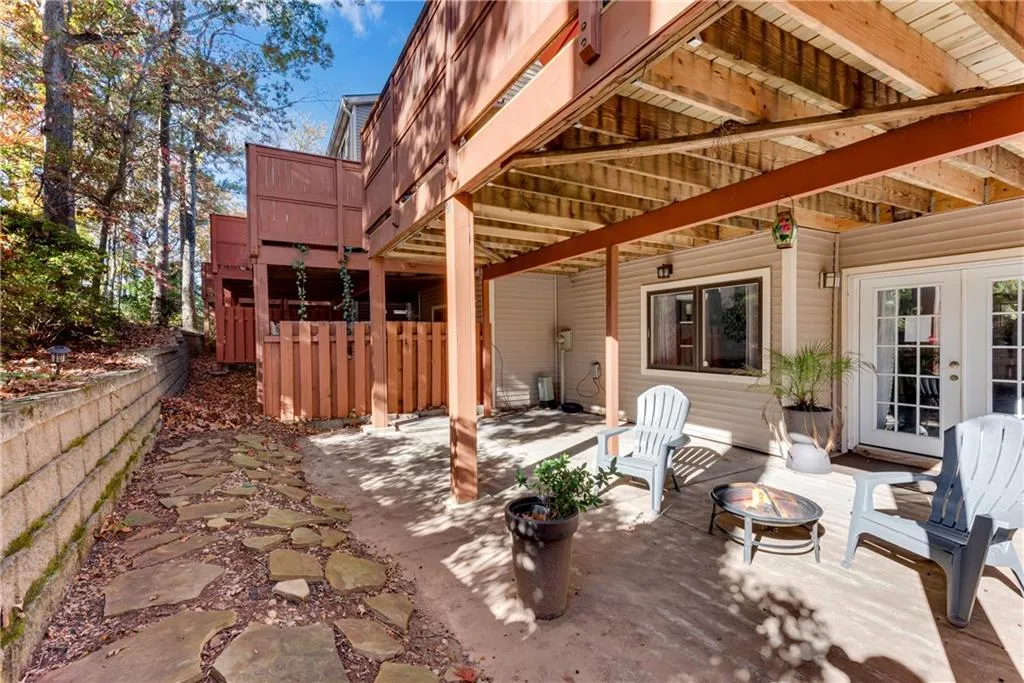View of patio / terrace with an outdoor fire pit and french doors