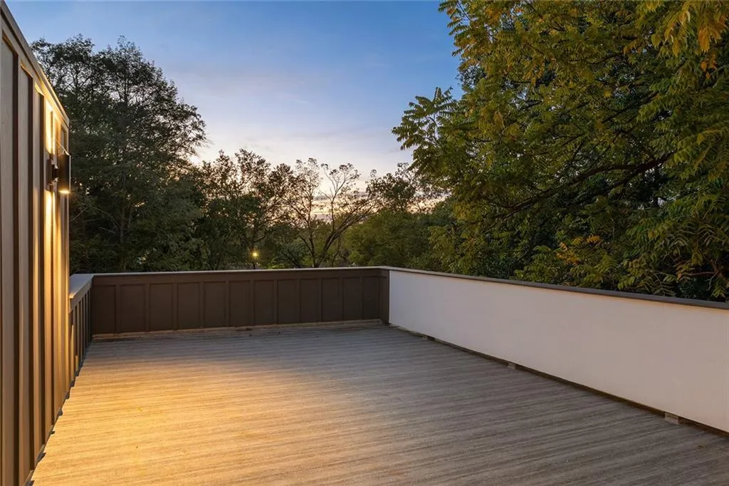 View of deck at dusk